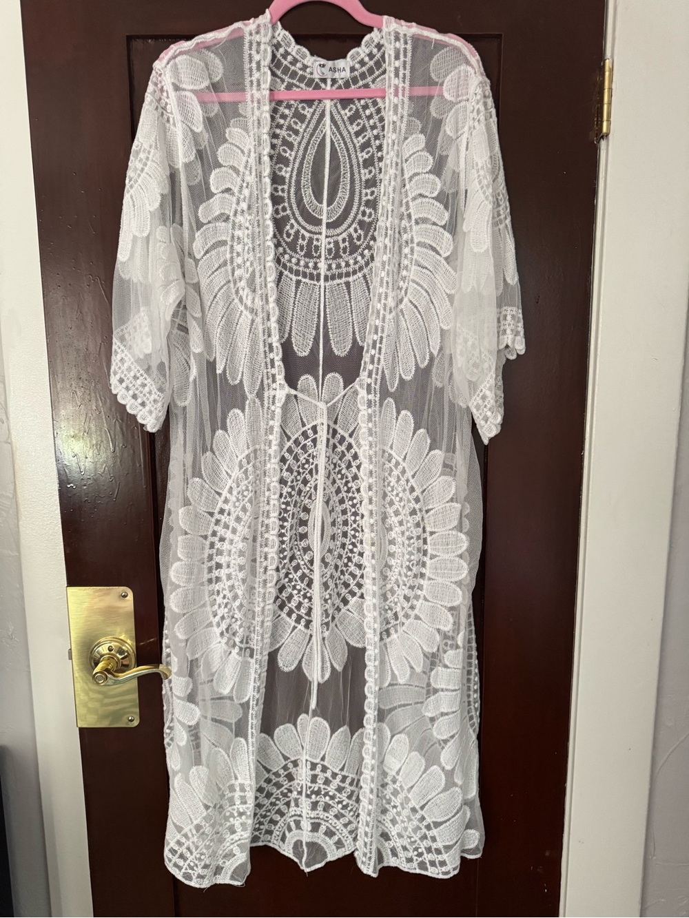 White Lace Sheer Kimono Cover-Up